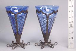 "Glass Magic" Vases w/ Iron Accents, Czech Republic