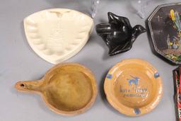 Assorted Ashtrays, Cigar Felts - Silks & WWI Hanky