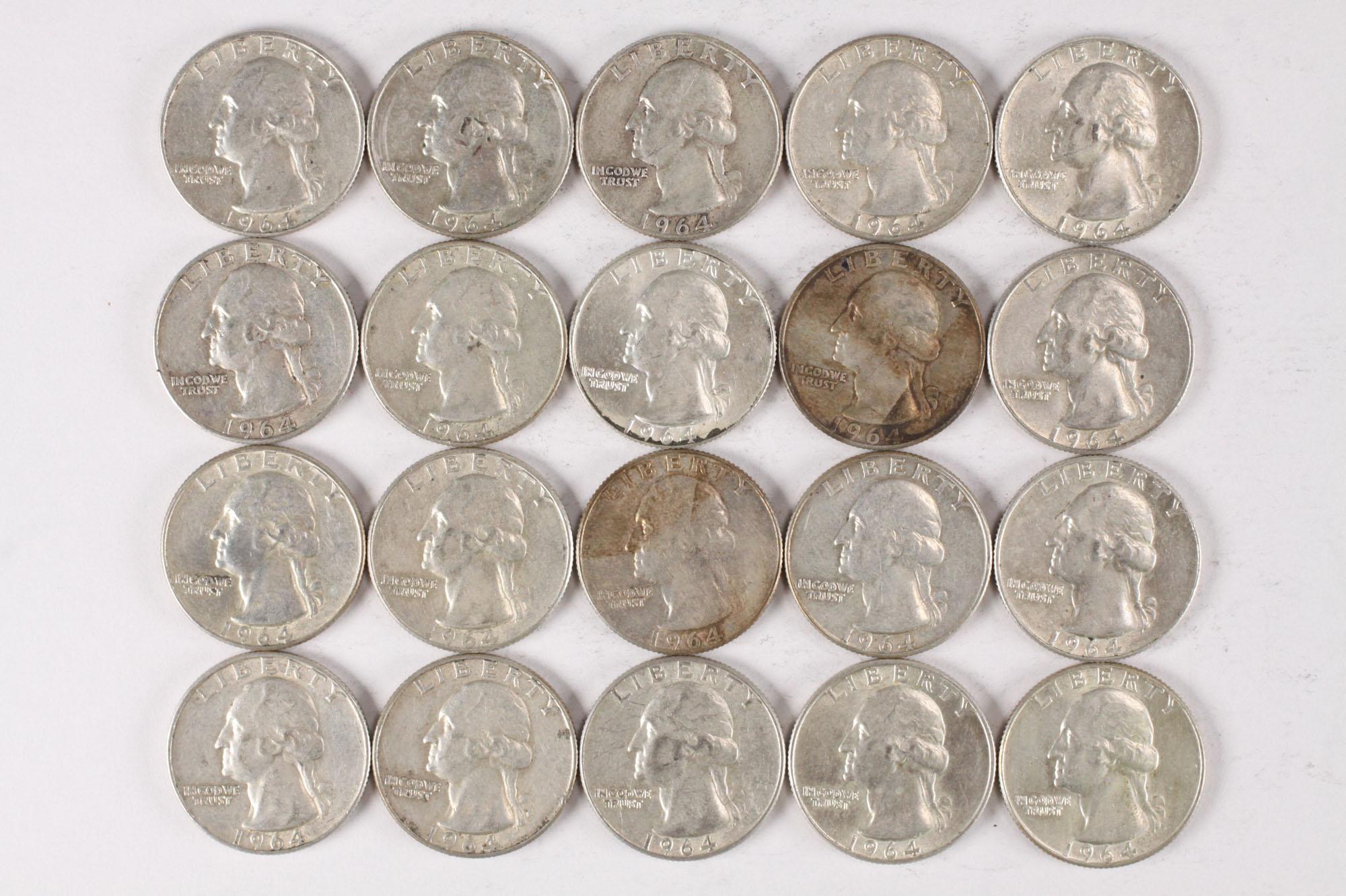 20 - 1964 Washington Silver Quarters