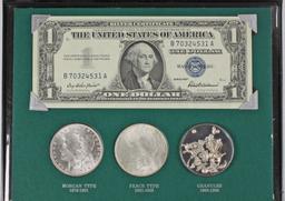 The Silver Story Coin Set; 1887-P Morgan, 1922-P &