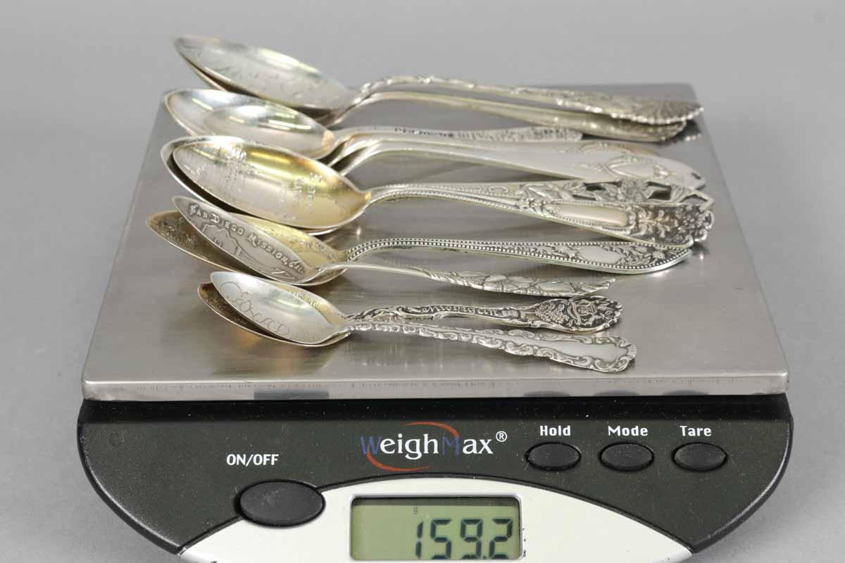 Sterling Silver Souvenir Spoons & Others, 159 Grams