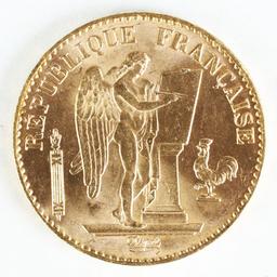 1887A 20 Francs GoldCoin; Guardian "Lucky" Angel