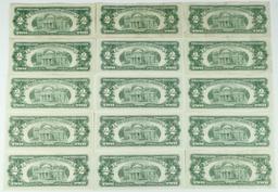 15 - 1963 $2 Red Seal Notes; 6-1963, 9-1963A