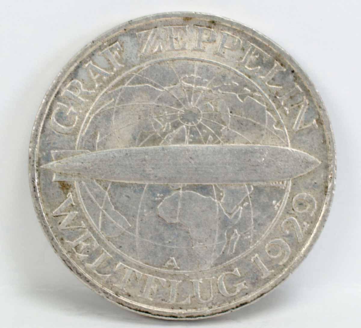 1930A Graf Zeppelin 3 Mark Coin, Germany
