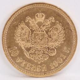 1901 Russian Gold  10 Roubles