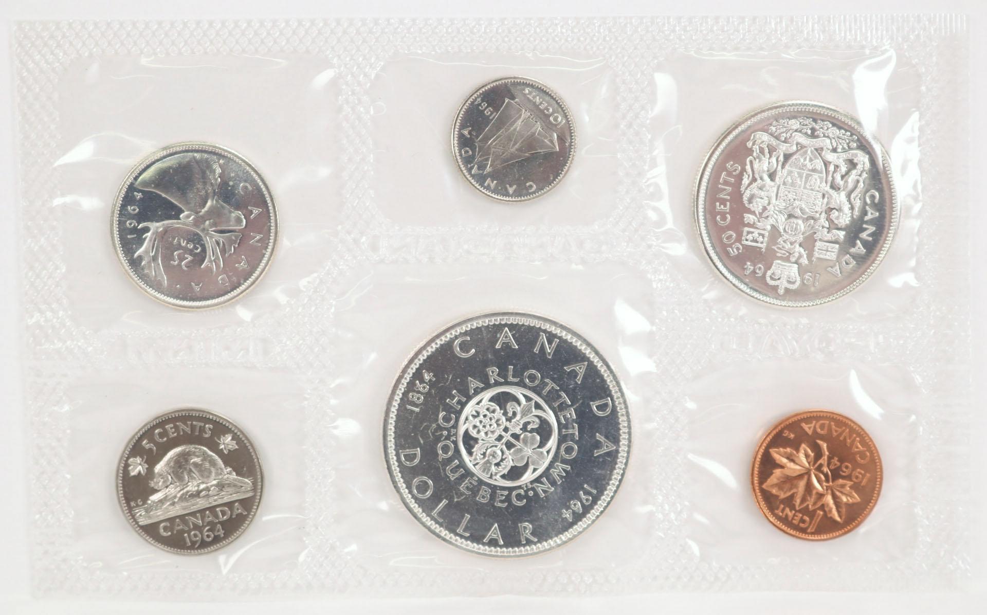 3 Canadian Silver Proof Like Sets; 2-1964, 1965