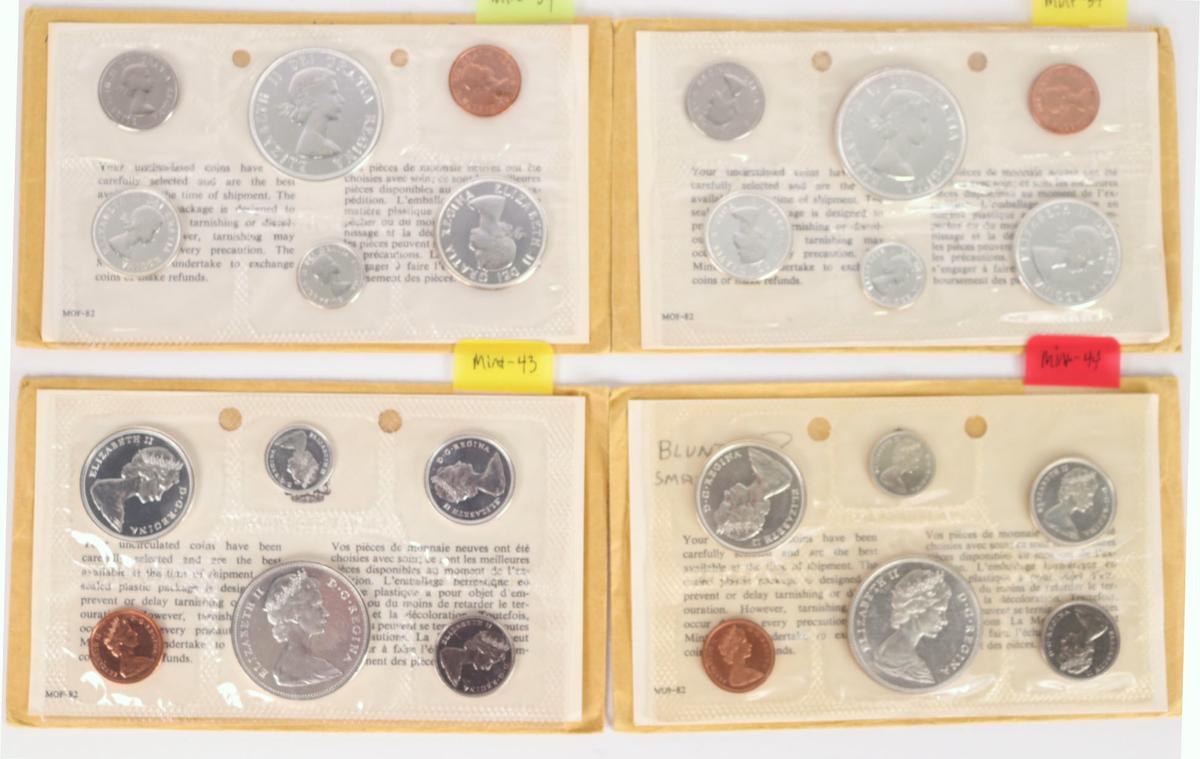 4 Canadian Silver Proof Like Sets; 2-1964, 2-1965