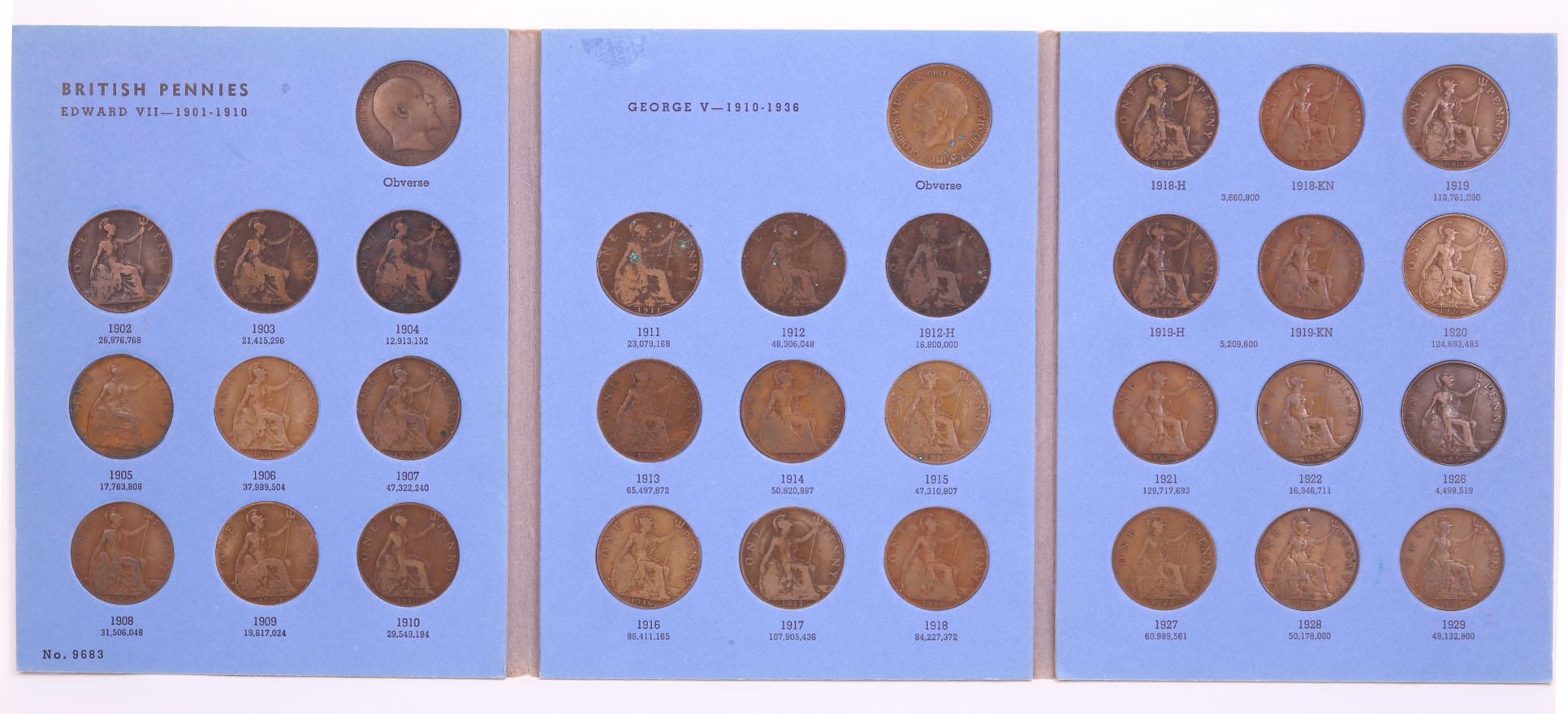 2 Blue Books of Great Britain Pennies, 1902-1929 & 1930-date