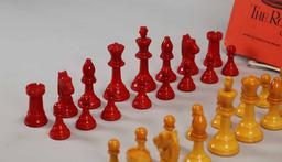 Bakelite Chess Pieces w/ Book