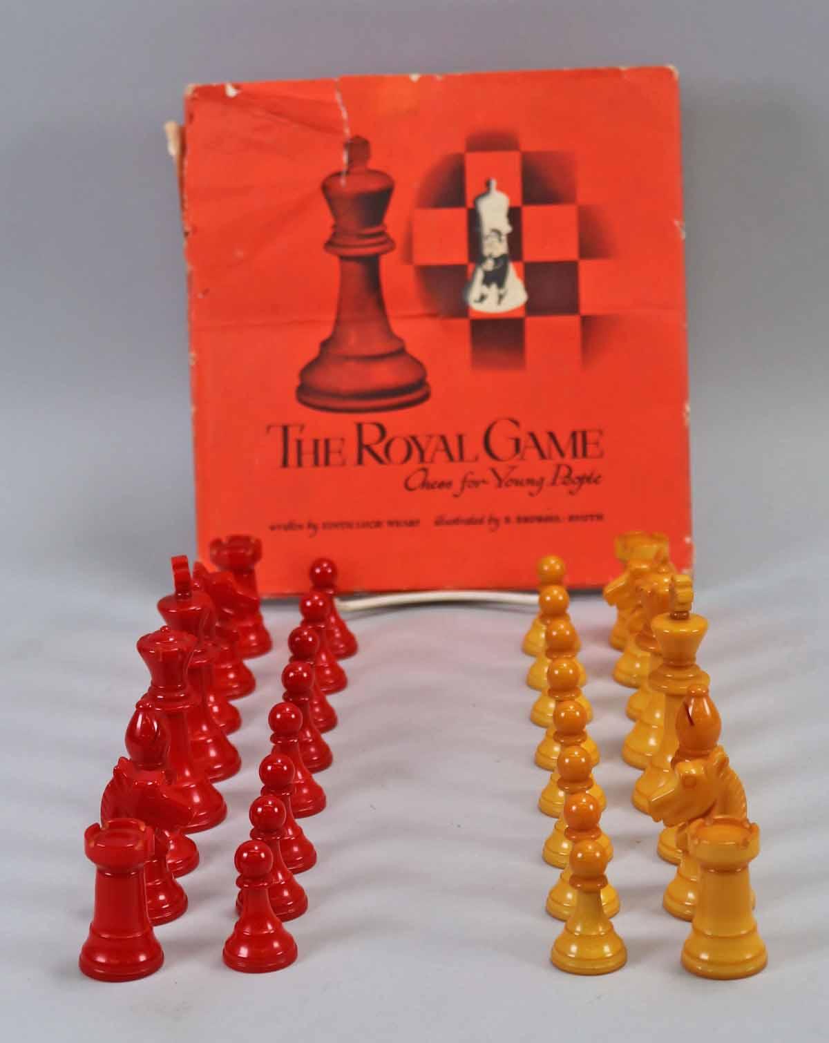 Bakelite Chess Pieces w/ Book