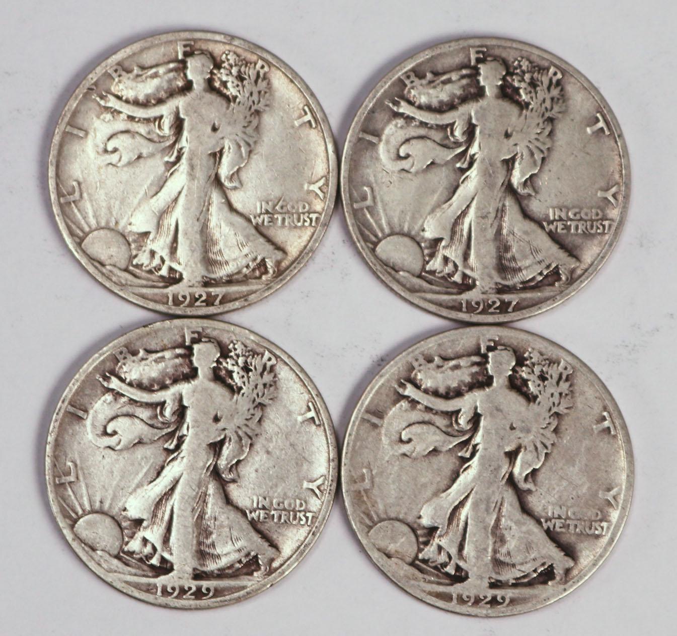 4 Walking Liberty Half Dollars