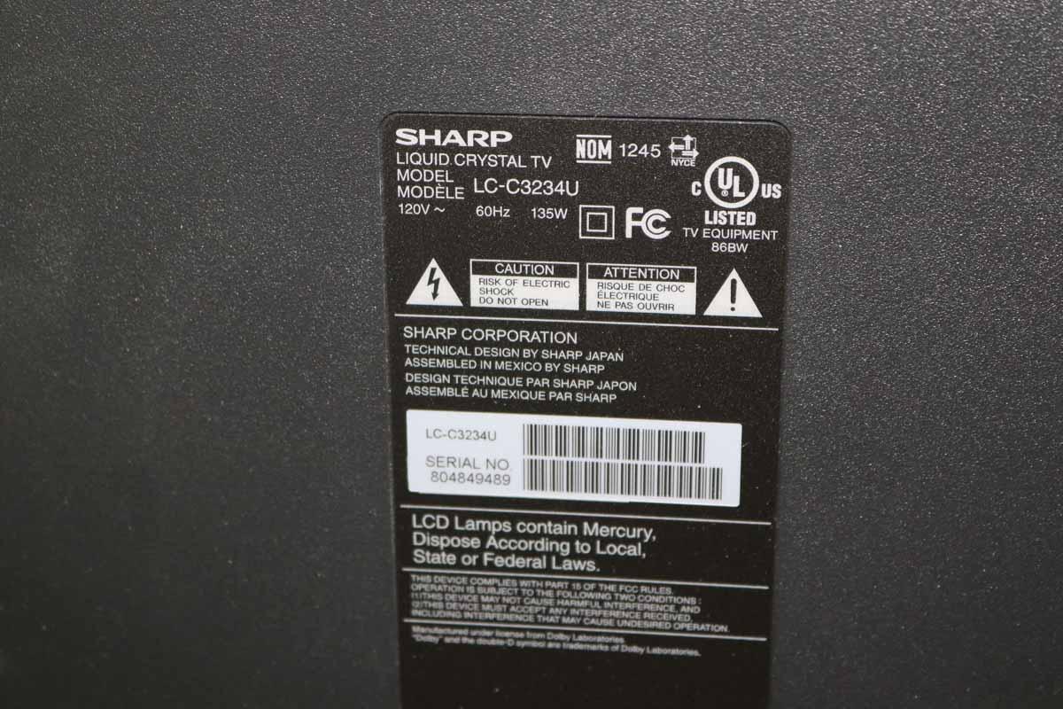 Sharp Liquid Crystal 32" Flatscreen TV