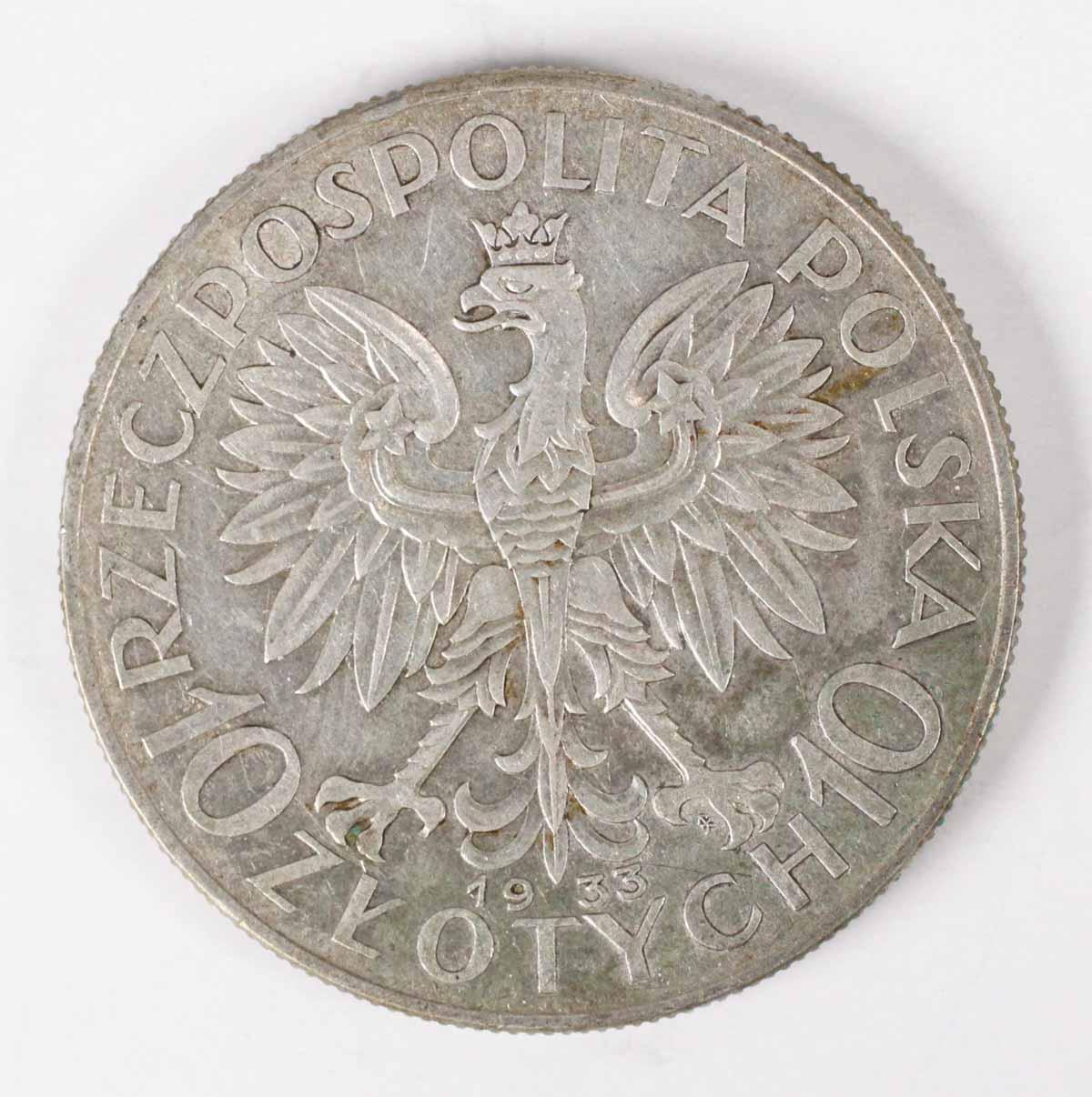 1933 Poland 10 Zlotych, "Queen Jadwiga