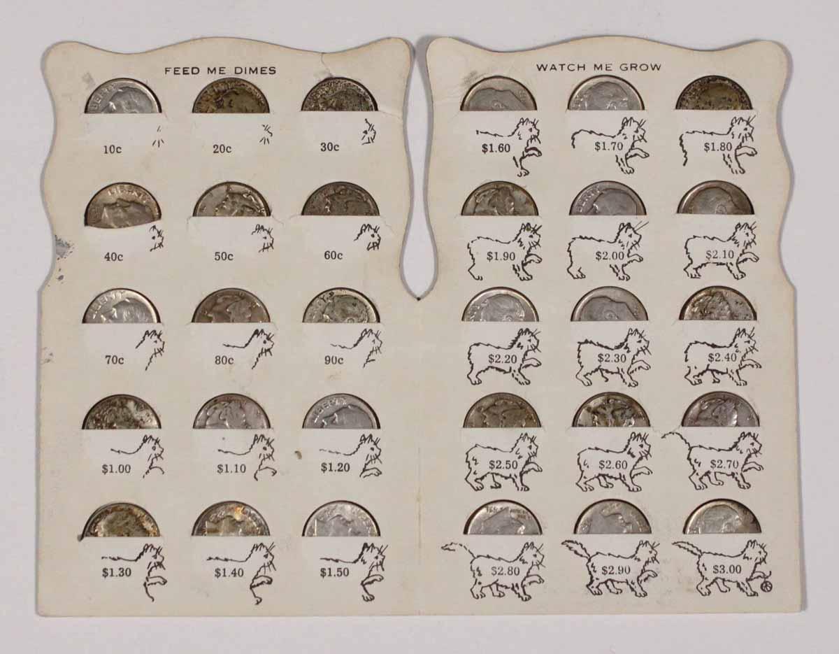 30 Silver Dimes in Dime Kitty Prudential Federal Savings Book