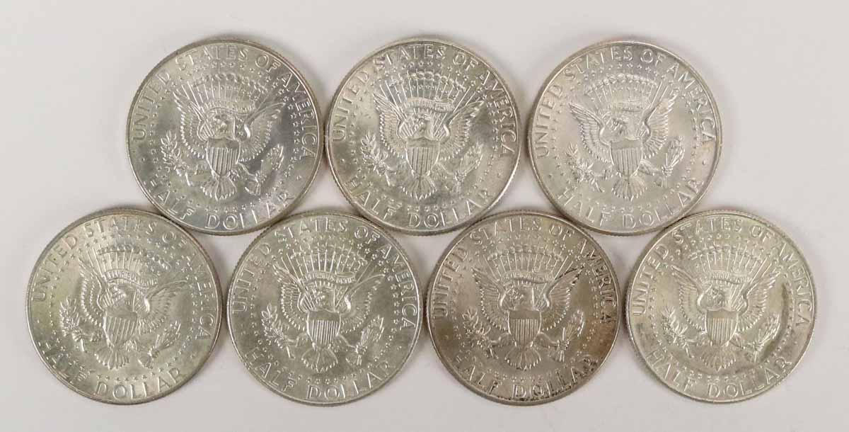 7 - 1964 Kennedy 90% Silver Half Dollars