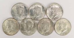 7 - 1964 Kennedy 90% Silver Half Dollars