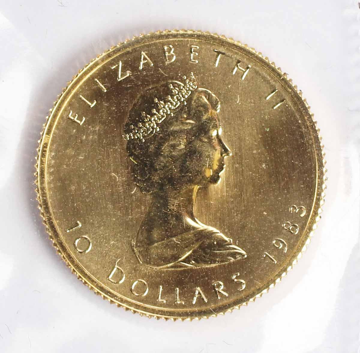 1983 Canada 1/4 oz .999 Gold Maple Leaf/Elizabeth II $5 Coin