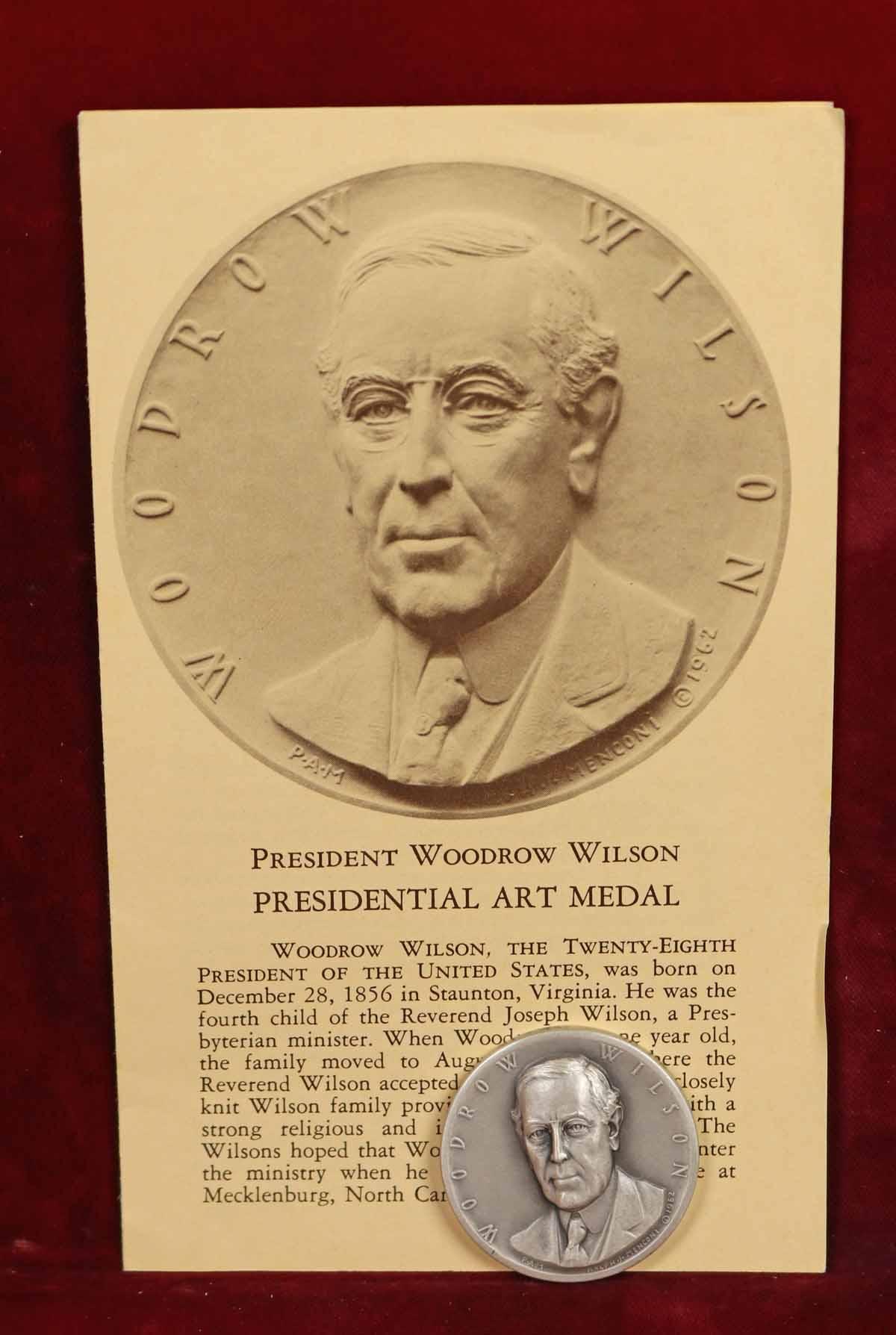 Silver Woodrow Wilson Presidential Medal,  25.3 Grams