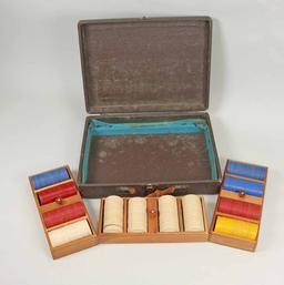 Old Poker Chips w/ Trays & Box