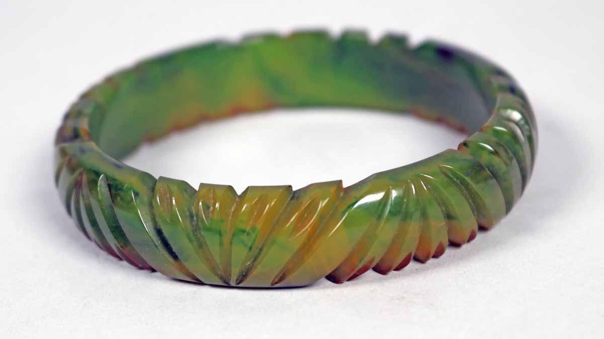 Green Bakelite Bangle Bracelets