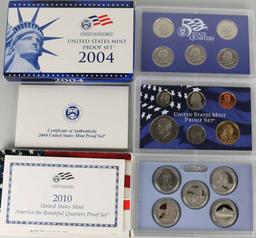 2004 US Mint Proof Set+US Mint 50 State Quarter Proof Sets; 2002,2003,2005,2010