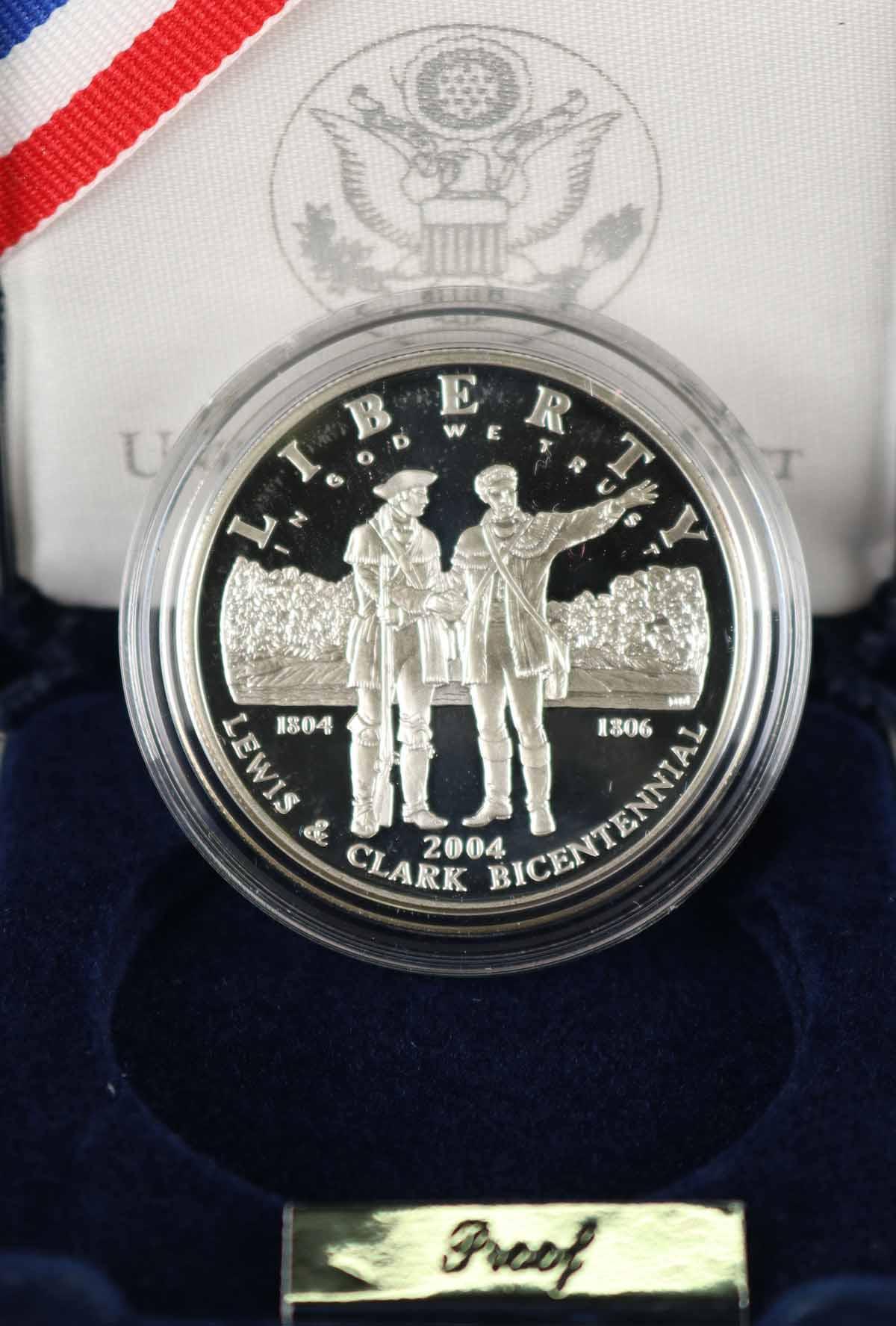 2004 Lewis & Clark Bicentennial Silver Proof Dollar w/COA & Box