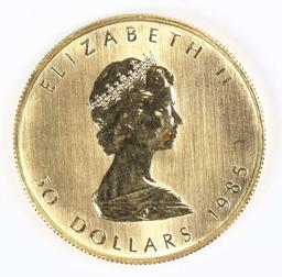 1985 1-Oz $50 Fine Gold Canada Maple Leaf