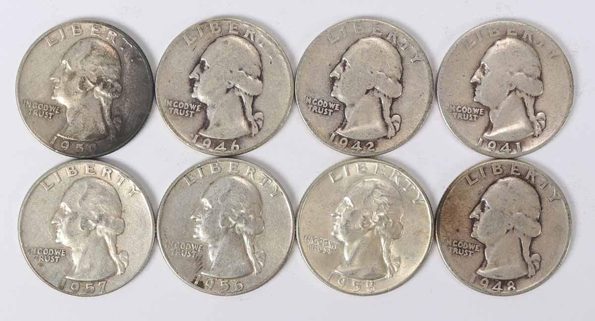 8 Washington Silver Quarters