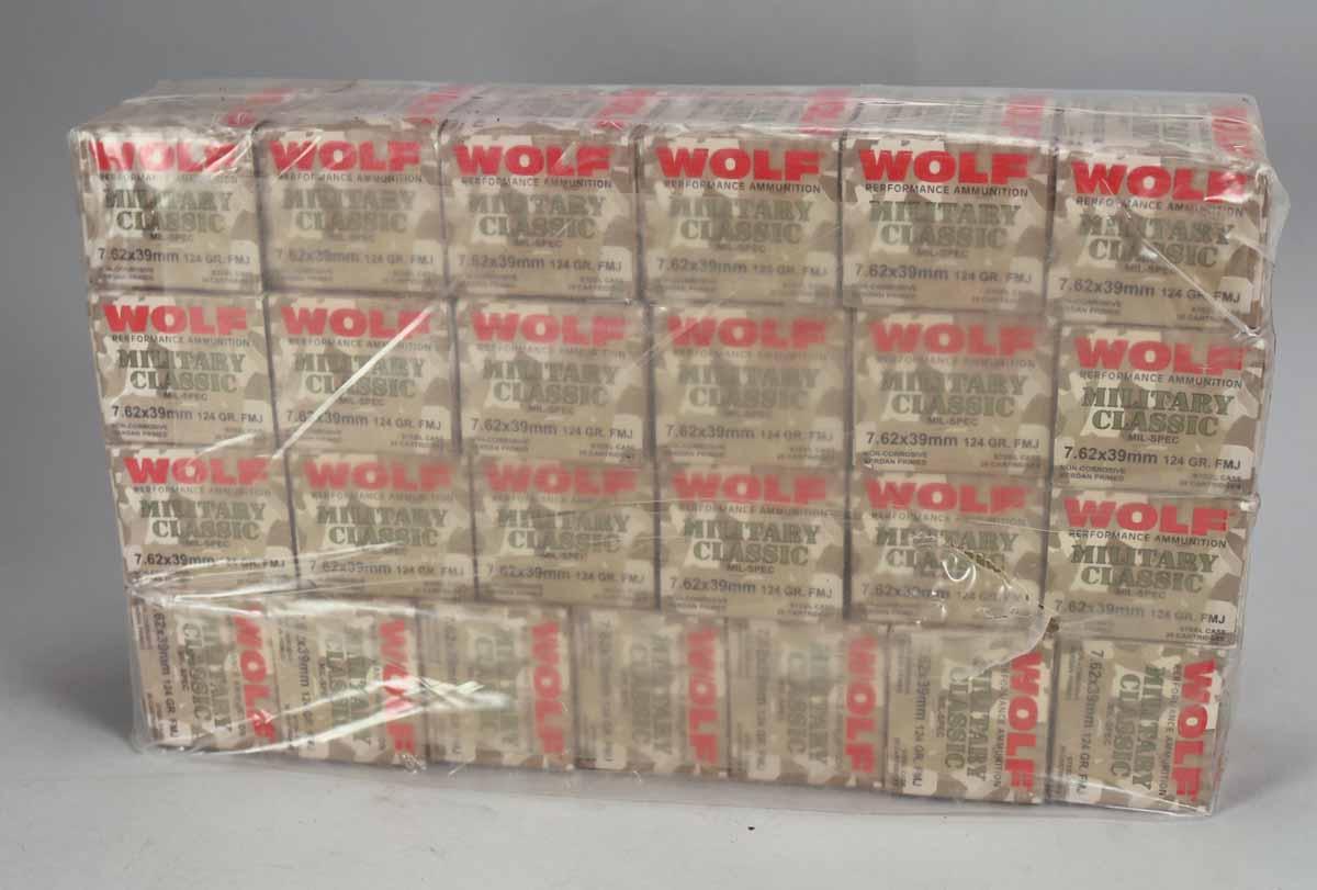 Wolf 7.62 x 39mm 124 Gr. FMJ Ammo, 500 Rds.