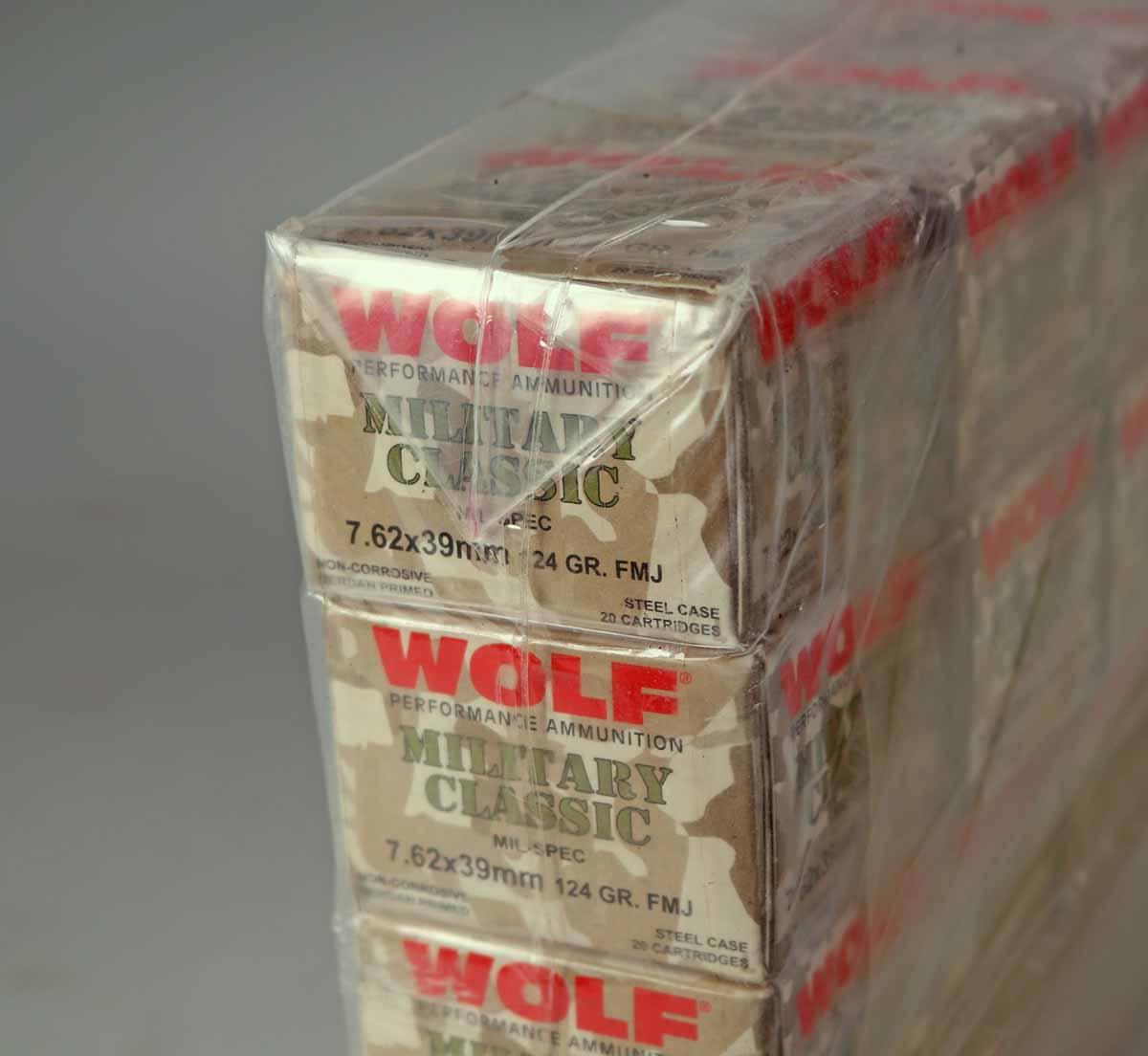 Wolf 7.62 x 39mm 124 Gr. FMJ Ammo, 500 Rds.