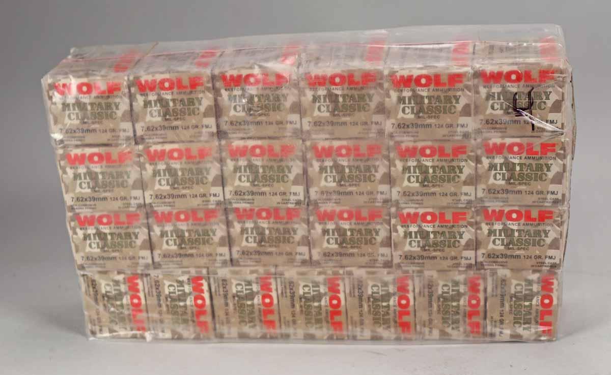 Wolf 7.62 x 39mm 124 Gr. FMJ Ammo, 500 Rds.