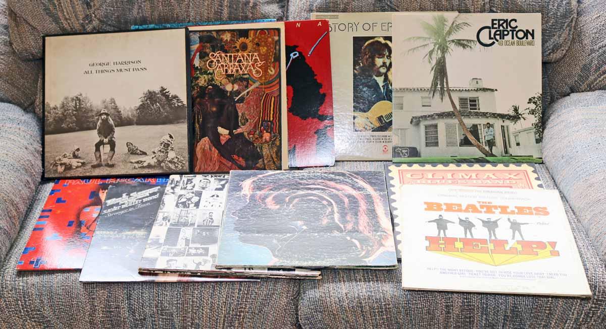 Vinyl LP Records: Beatles, Stones, Clapton, Santana, Seeger & More