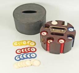 Poker Chip Caddy, "F" Chips w/ Cover