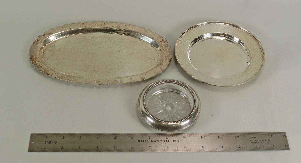 Sterling Silver Tray, Plate & Rimmed Coaster, 196.5  Grams