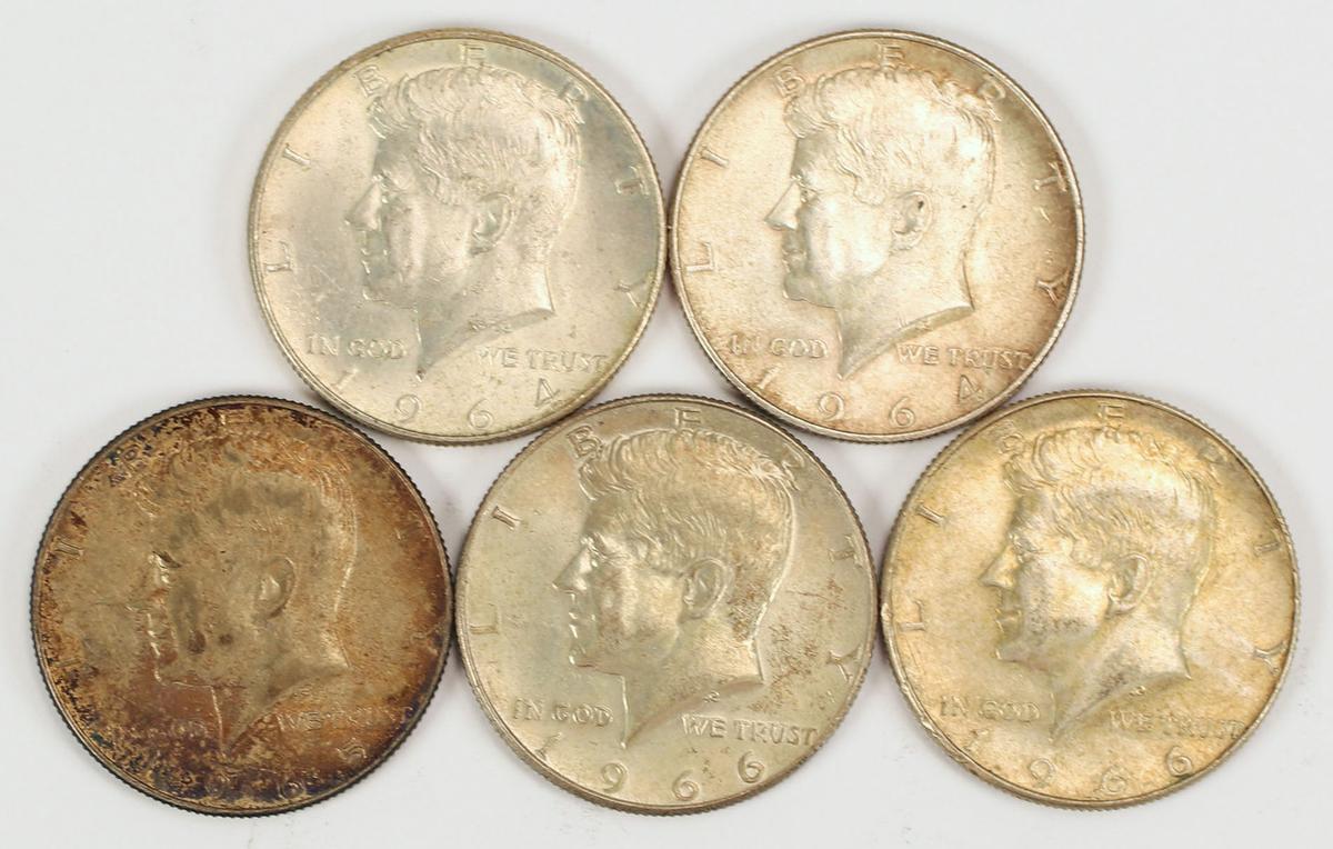 2-1964 Kennedy 90% Silver Halves, 1965/2-1966 40% Silver Halves