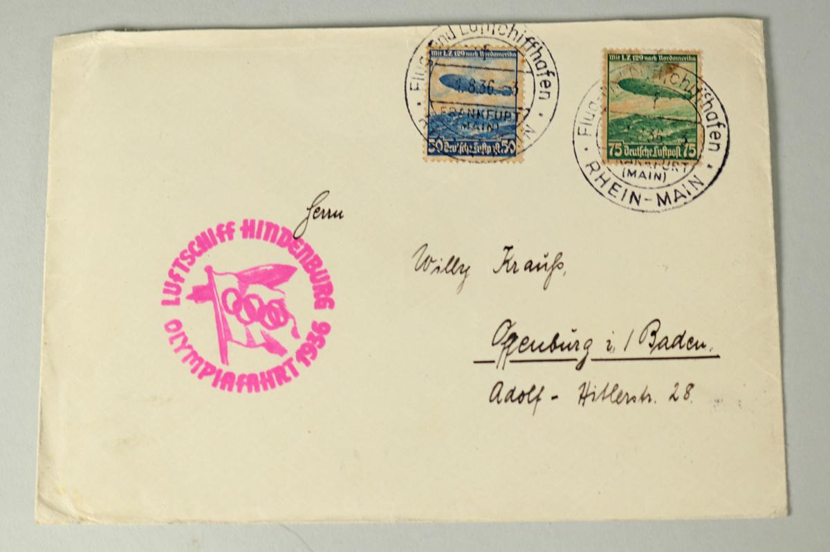 Hindenburg Air Mail Stamped Envelopes, Letter