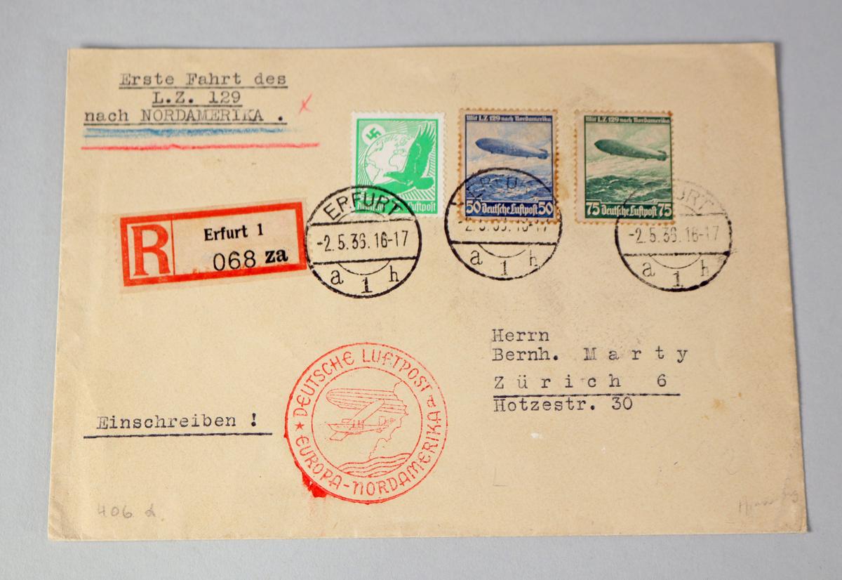 Hindenburg Air Mail Stamped Envelopes, Letter
