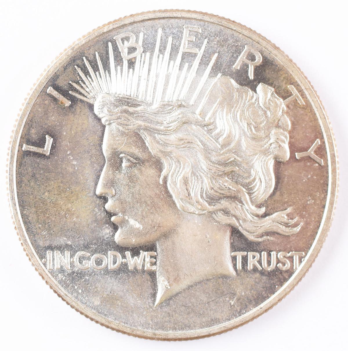 1 Troy Oz .999 Silver Round Peace Dollar Design