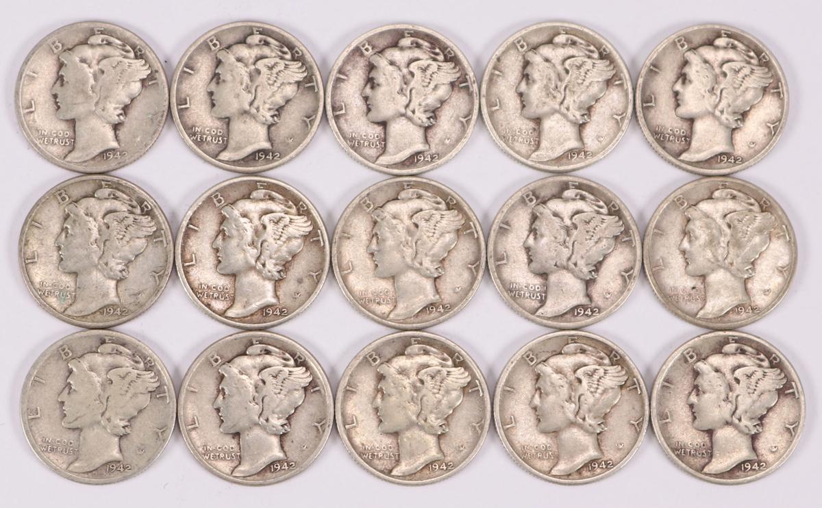 15 - 1942-P Mercury Dimes