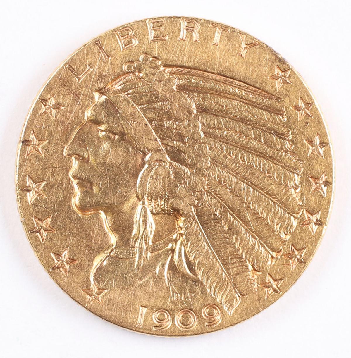 1909-D $5 Gold Indian Half Eagle