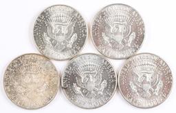 5 1964-P Kennedy Half Dollars (90% Silver)