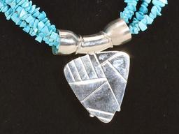 Turquoise & Silver Necklace w/ Pendant