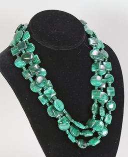 Multistrand Polished Green Stone Necklace