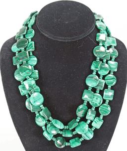 Multistrand Polished Green Stone Necklace