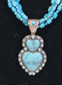 Multi-Strand Turquoise Necklace w/ Pendant