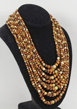 Polished Stone Beaded Multi-Strand Necklace