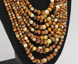 Polished Stone Beaded Multi-Strand Necklace