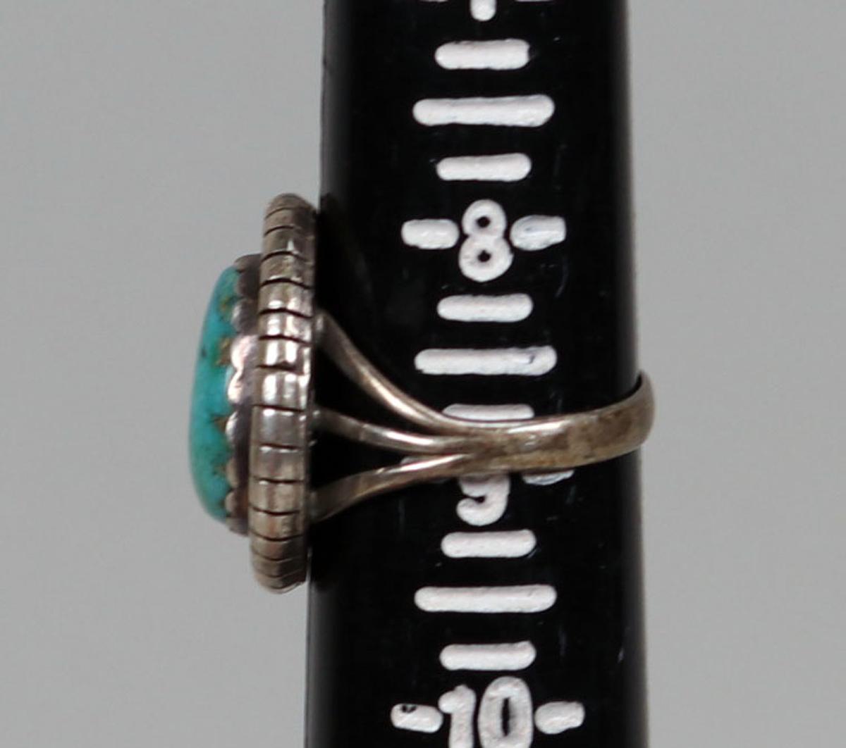 Southwest Sterling Turquoise Ring, Sz. 9