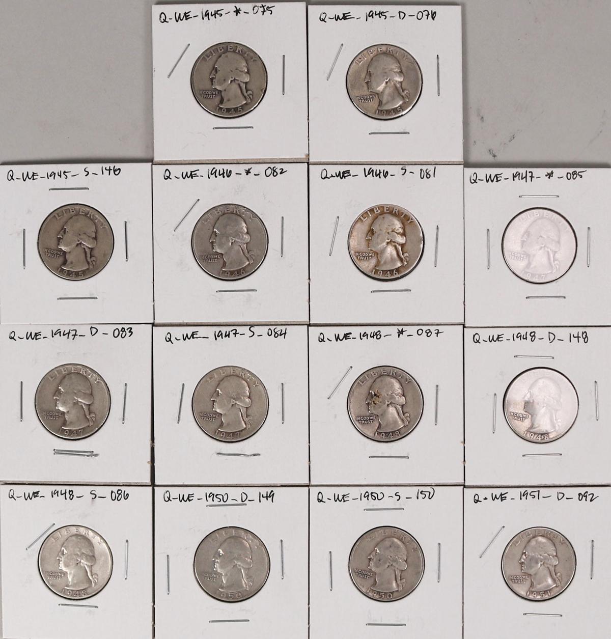 14 Washington Silver Quarters