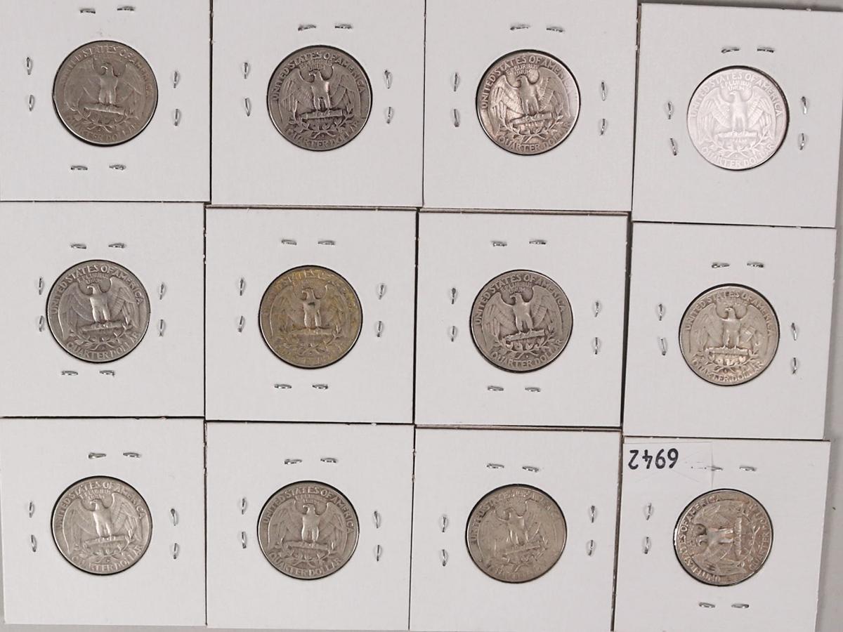 12 Washington Silver Quarters
